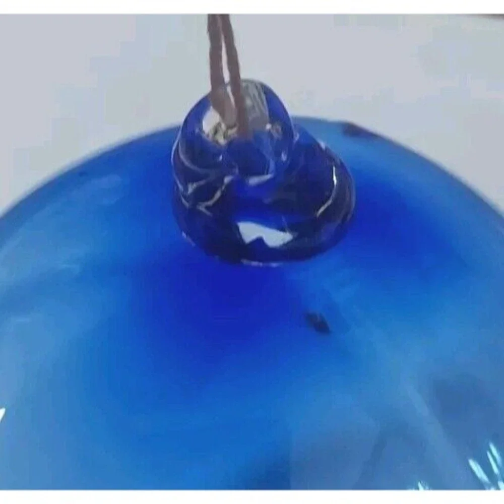 Signed Timothy E Landers Fine Art Glass Blue Ombre Paneled Christmas Ornament